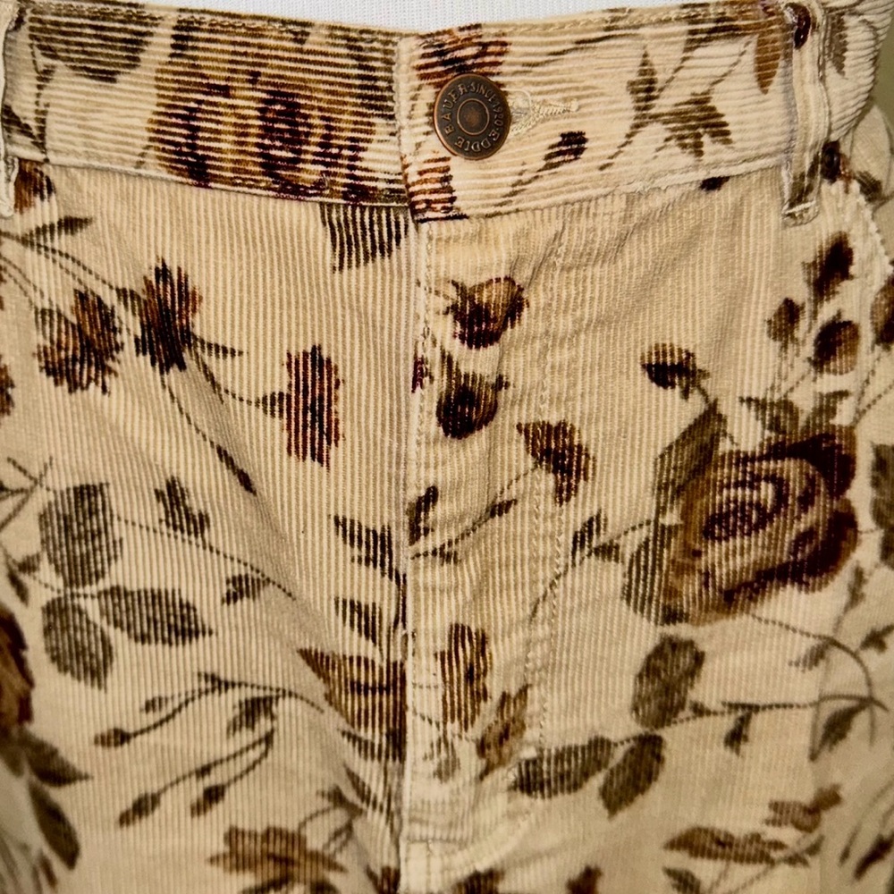 Eddie Bauer Y2K Tan Floral Jeans Style Corduroy Maxi Skirt, Sz 16P - Picture 4 of 14